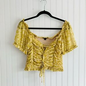 WILLOW Floral Cropped Peasant Top